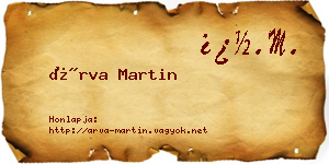 Árva Martin névjegykártya