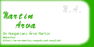 martin arva business card